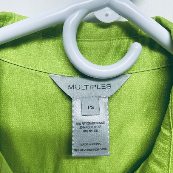Multiples Essentials Womens Lime Green Button-Front Shirt Size PS - Picture 3 of 9
